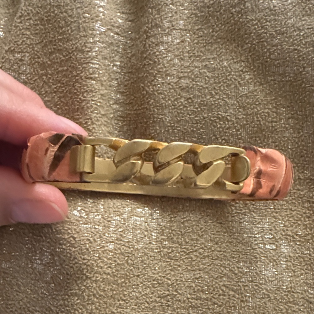 Leather and 24KT gold plated Chain Bracelet